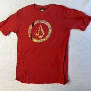 Volcom Graphic T-Shirt Mens Medium Red Short Sleeve Stone‎ Logo Skate